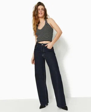010 PMK Navy blue Highwaist wide leg Jeans