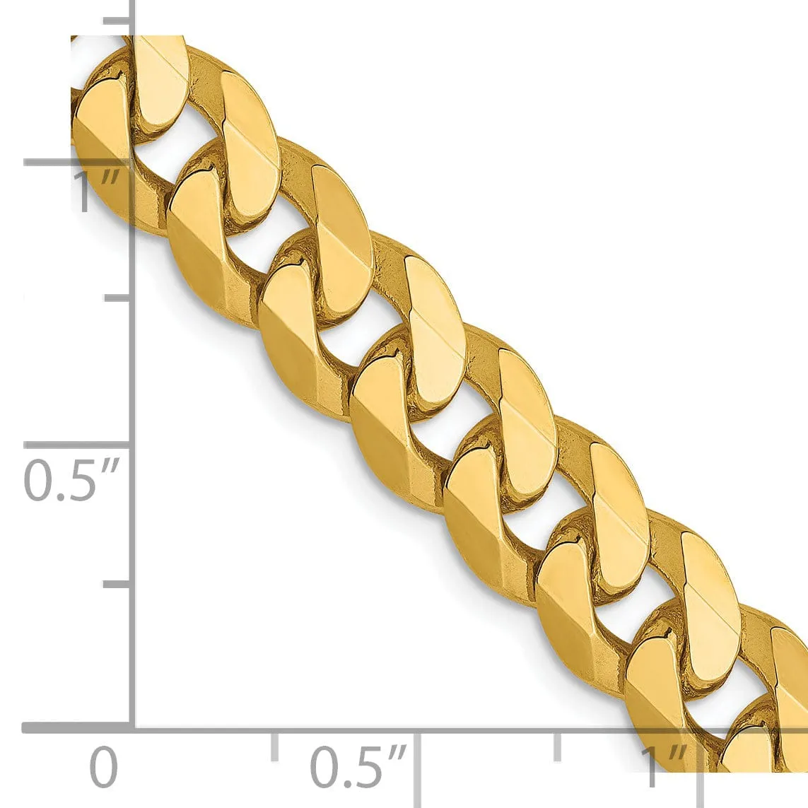 14k Yellow Gold 8mm Beveled Curb Chain