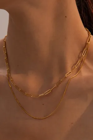 18k Gold Link Layered necklace *