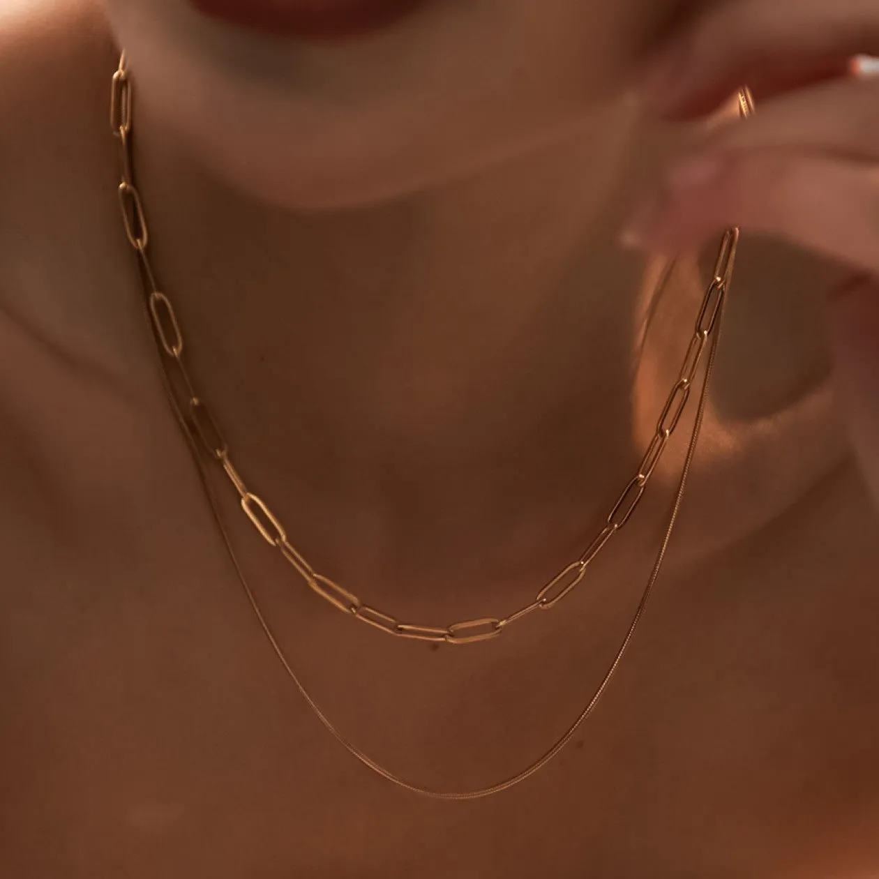 18k Gold Link Layered necklace *