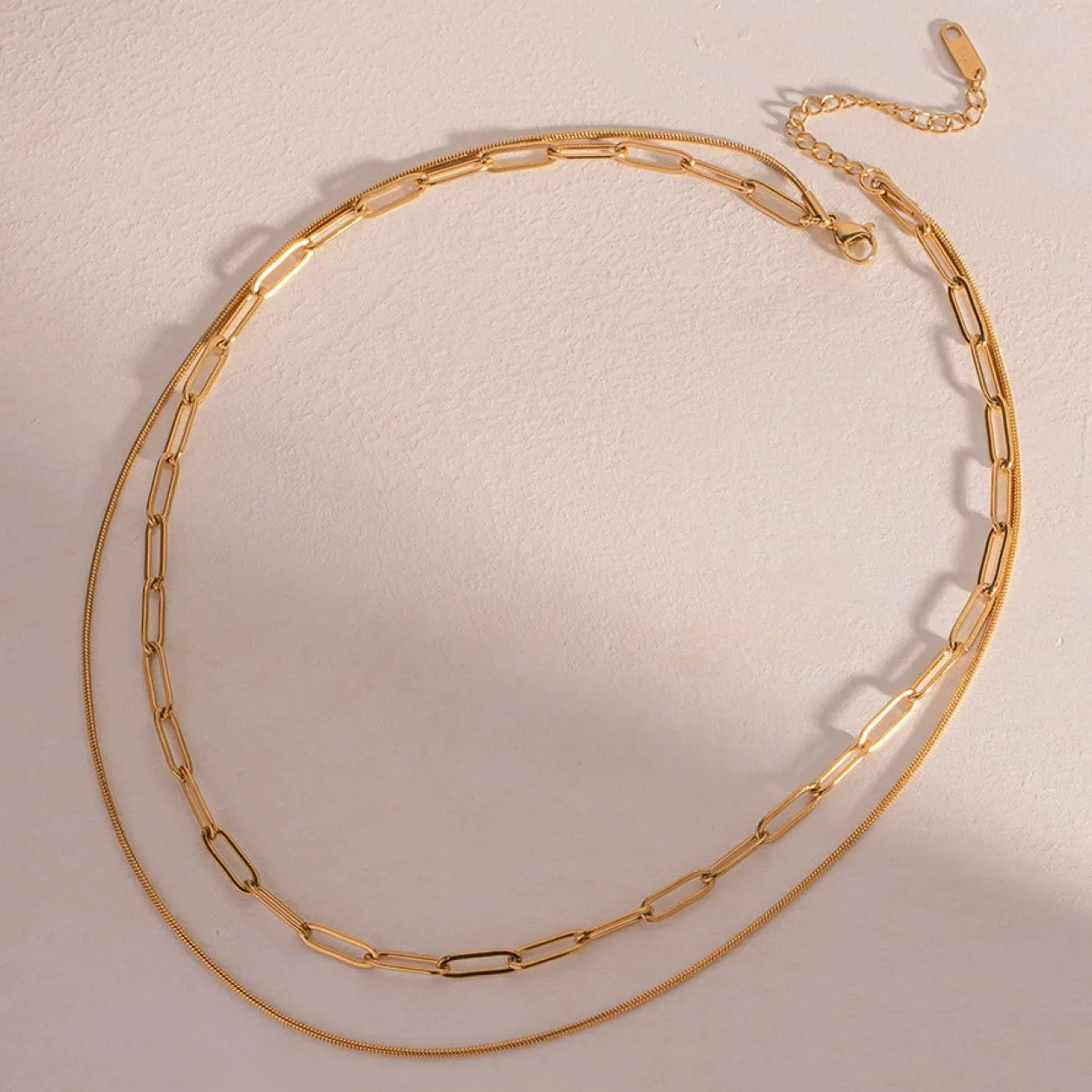18k Gold Link Layered necklace *