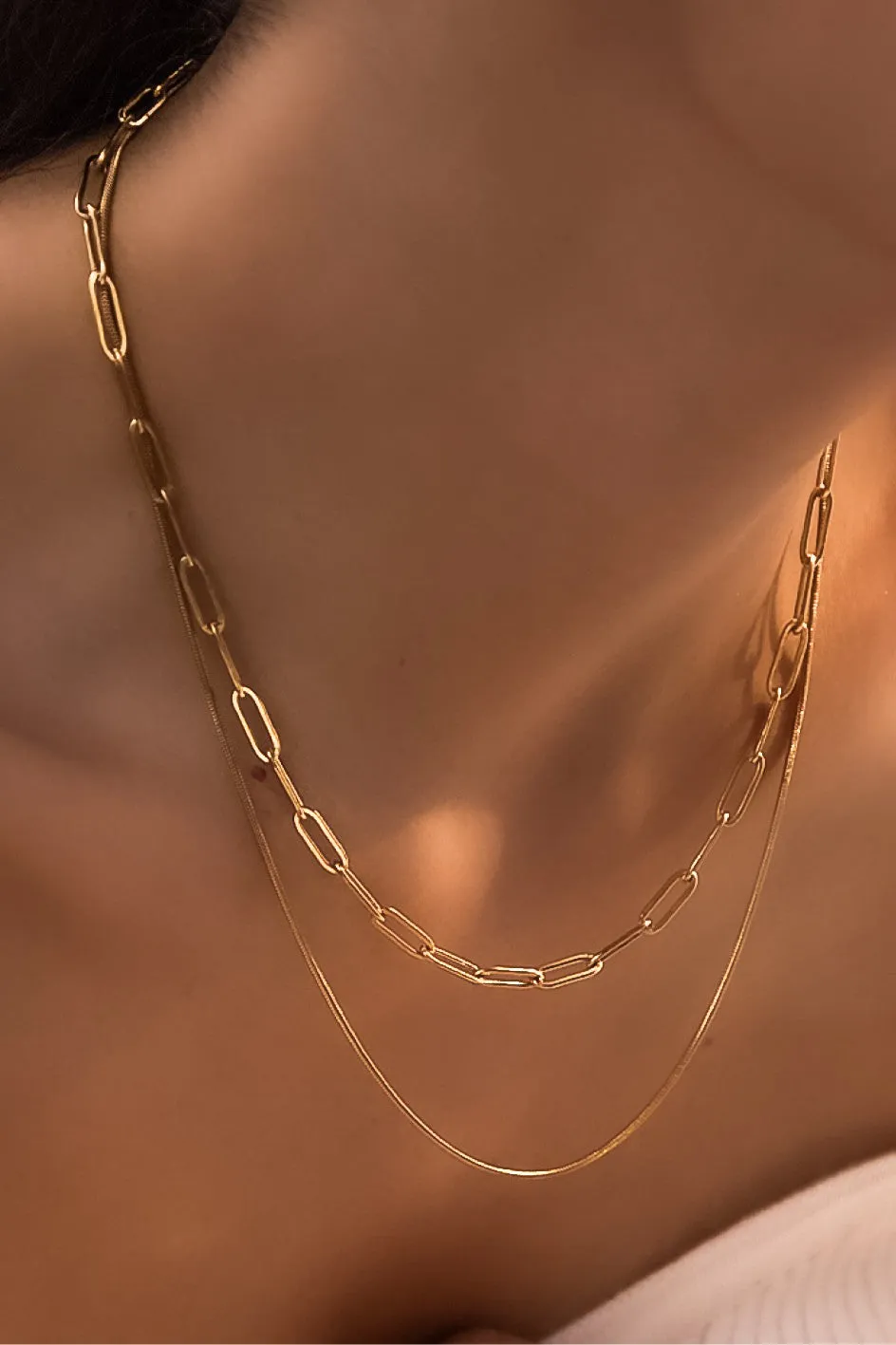 18k Gold Link Layered necklace *