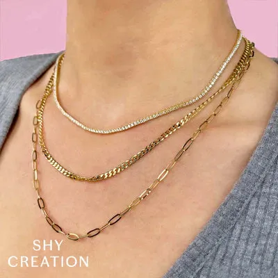 3.29CT Diamond Paper Clip Link Layer Necklace