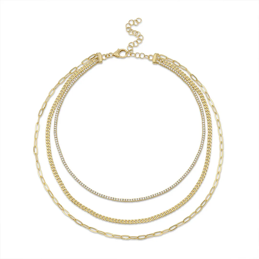 3.29CT Diamond Paper Clip Link Layer Necklace