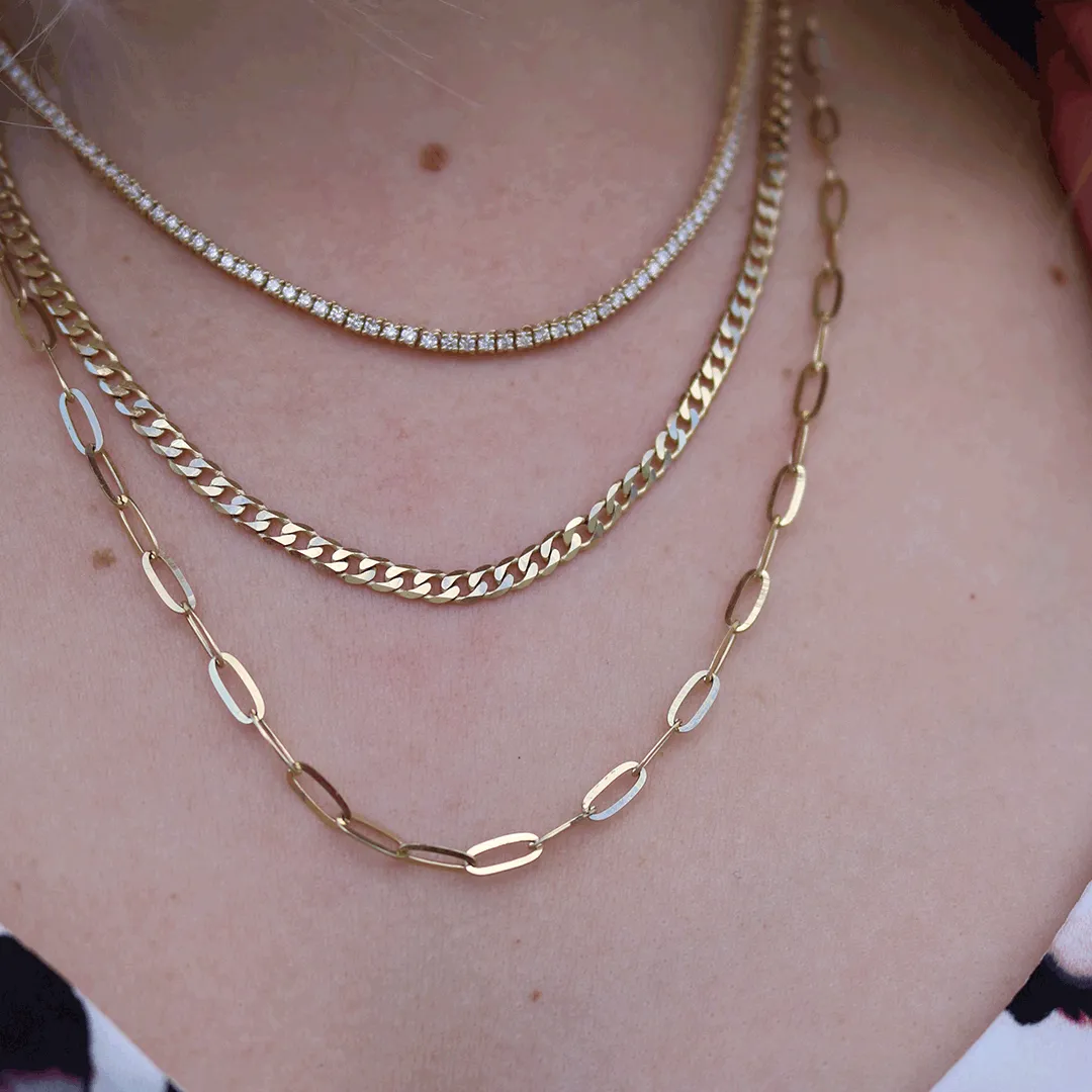 3.29CT Diamond Paper Clip Link Layer Necklace