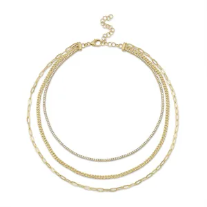3.29CT Diamond Paper Clip Link Layer Necklace