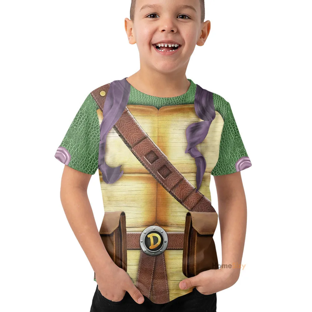 3D Donatello TMNT Don Donnie Custom Cosplay Costume Kid Tshirt QT208136Hf