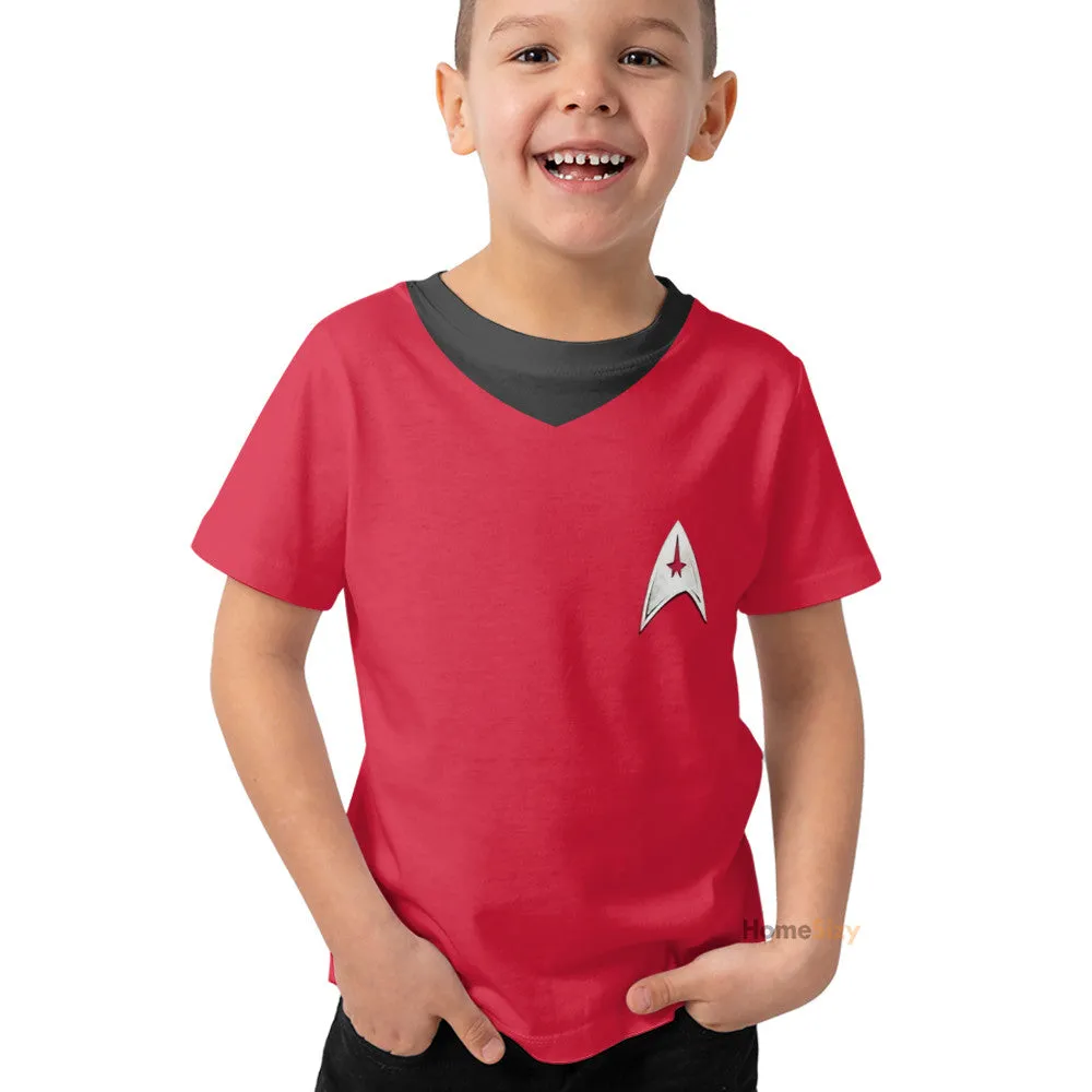 3D Star Trek The Original Series 1966 1969 Red Custom Cosplay Costume Kid Tshirt QT210283Hf