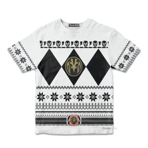 3D White MIGHTY MORPHIN Power Ranger Ugly Custom Kid Tshirt QT306020Hc