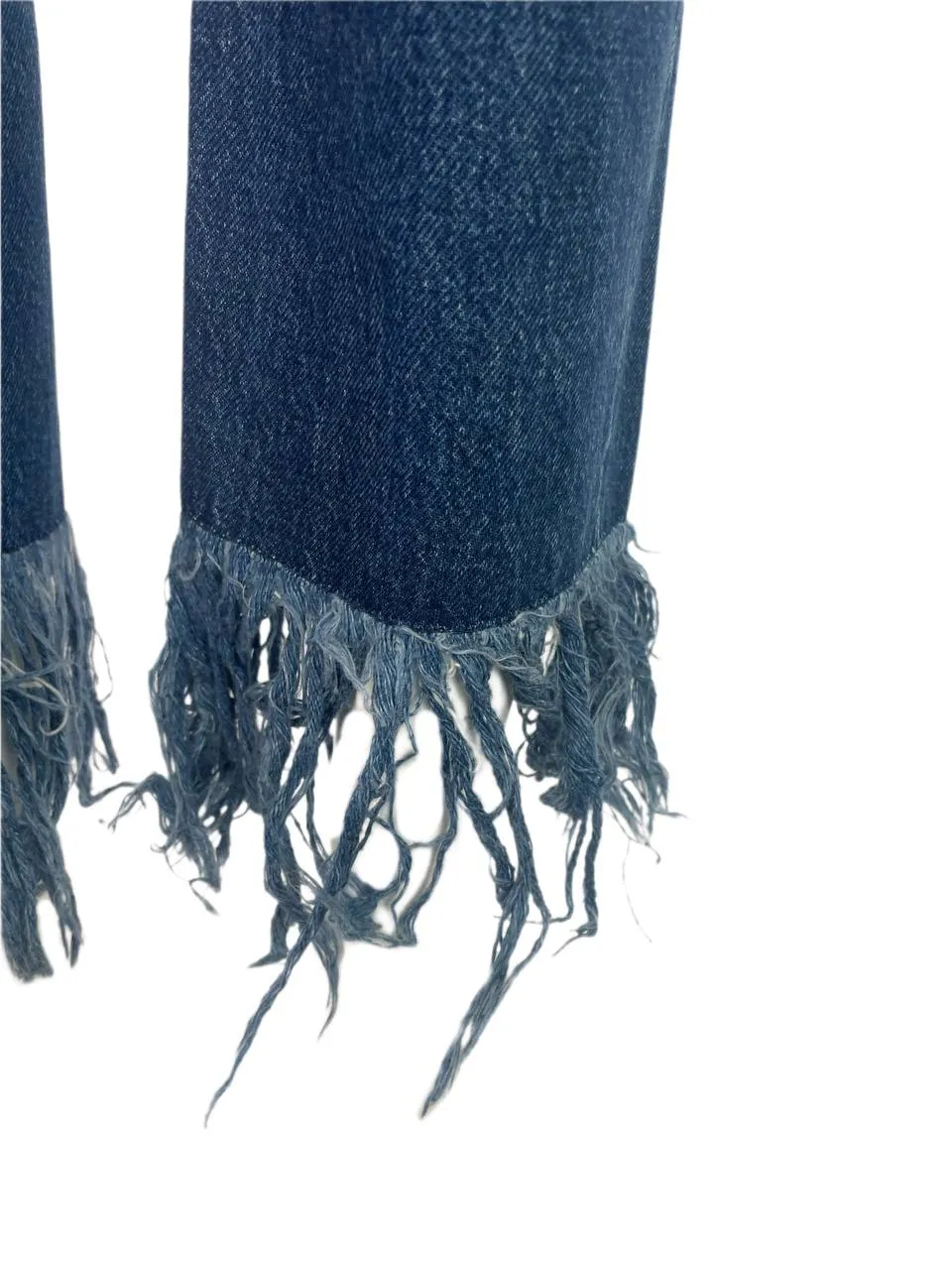 3X1 Women's Blue Straight Crop Fringe Jeans #452 30 NWT