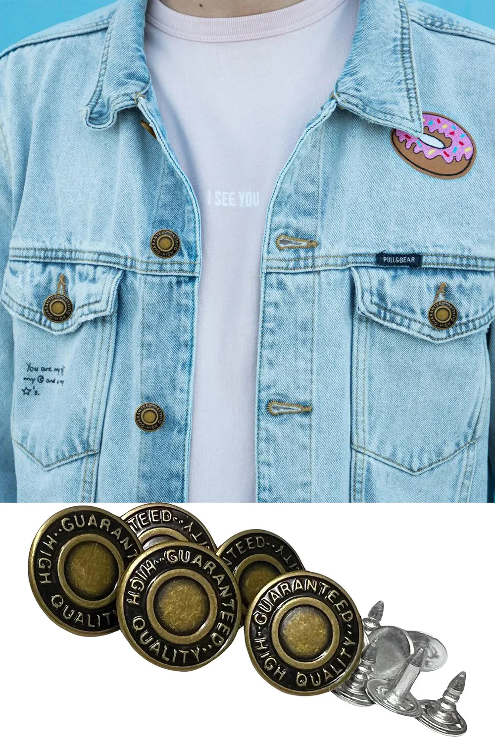 50 Pieces Brass Hammer-On Denim Jean Jacket Replacement Buttons