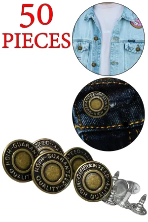 50 Pieces Brass Hammer-On Denim Jean Jacket Replacement Buttons