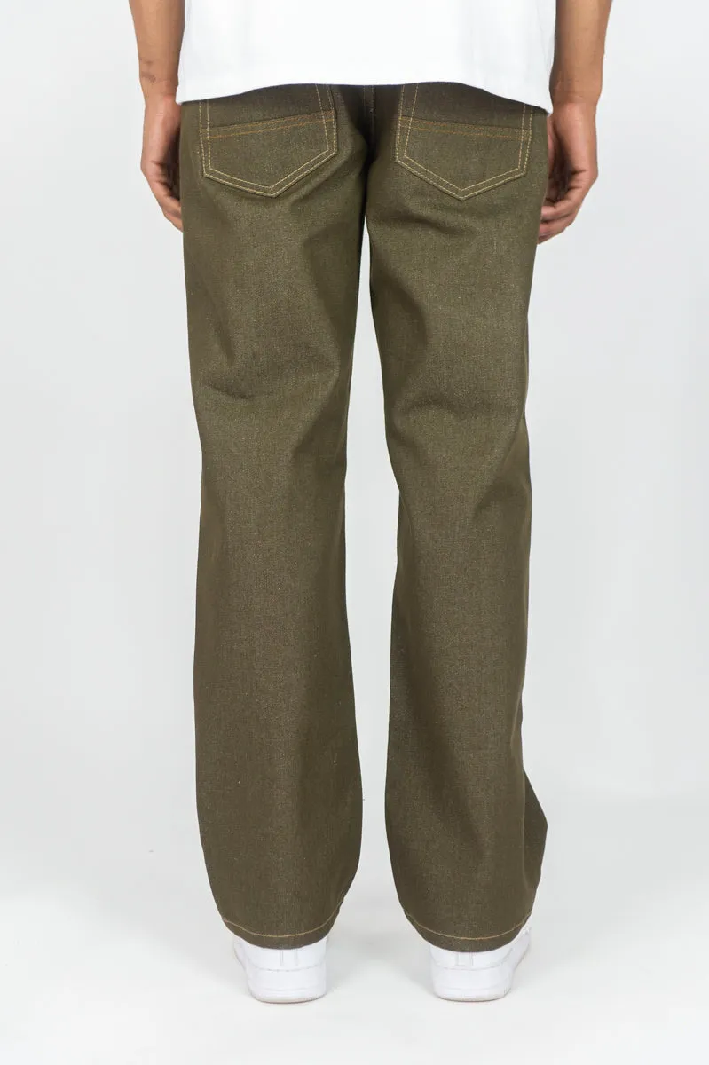 641 Relaxed Fit Raw Denim Jeans - Raw Olive