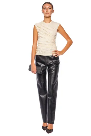 90's Pinch Waist Long Recycled Leather Jeans