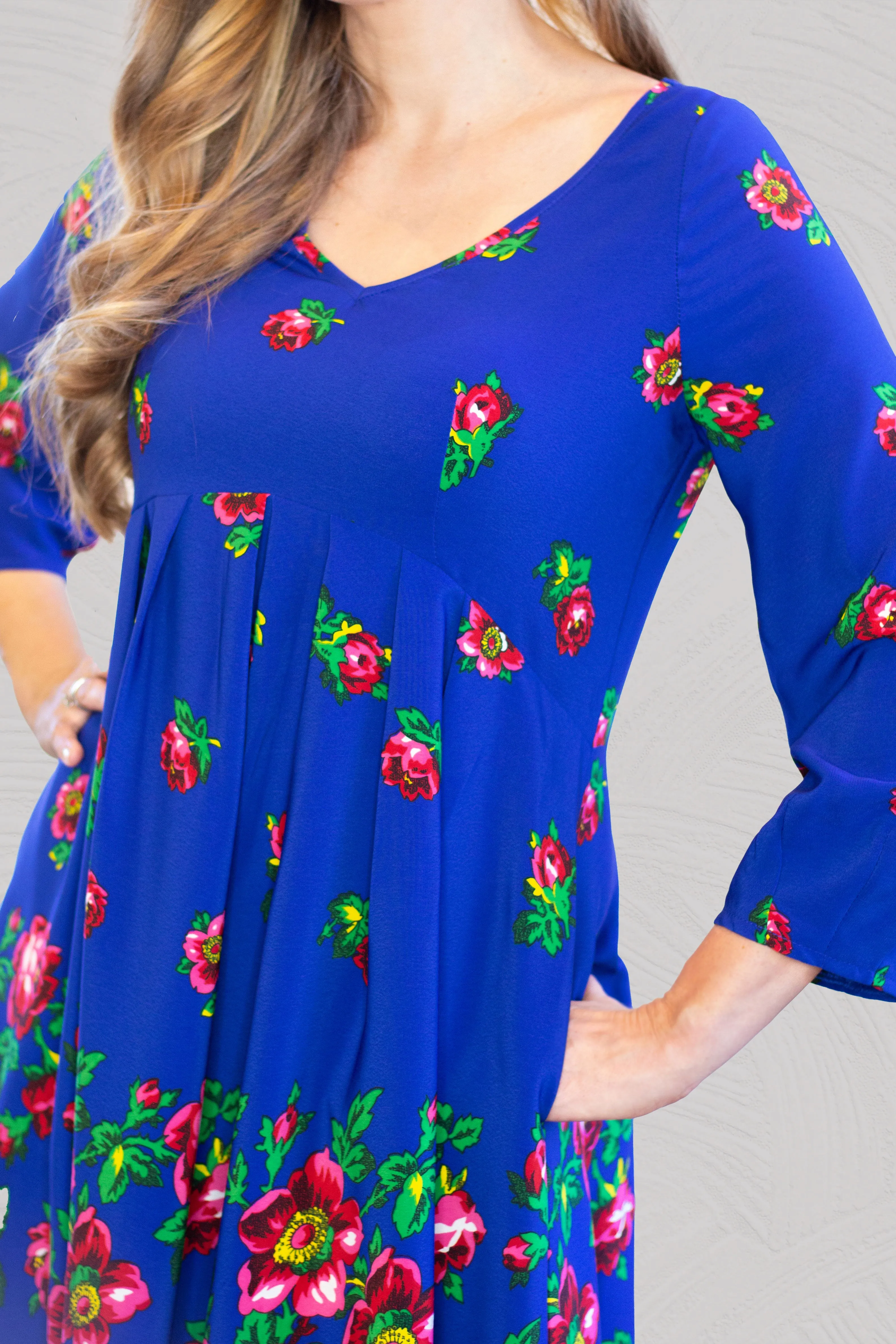Adela Blue Folk Dress