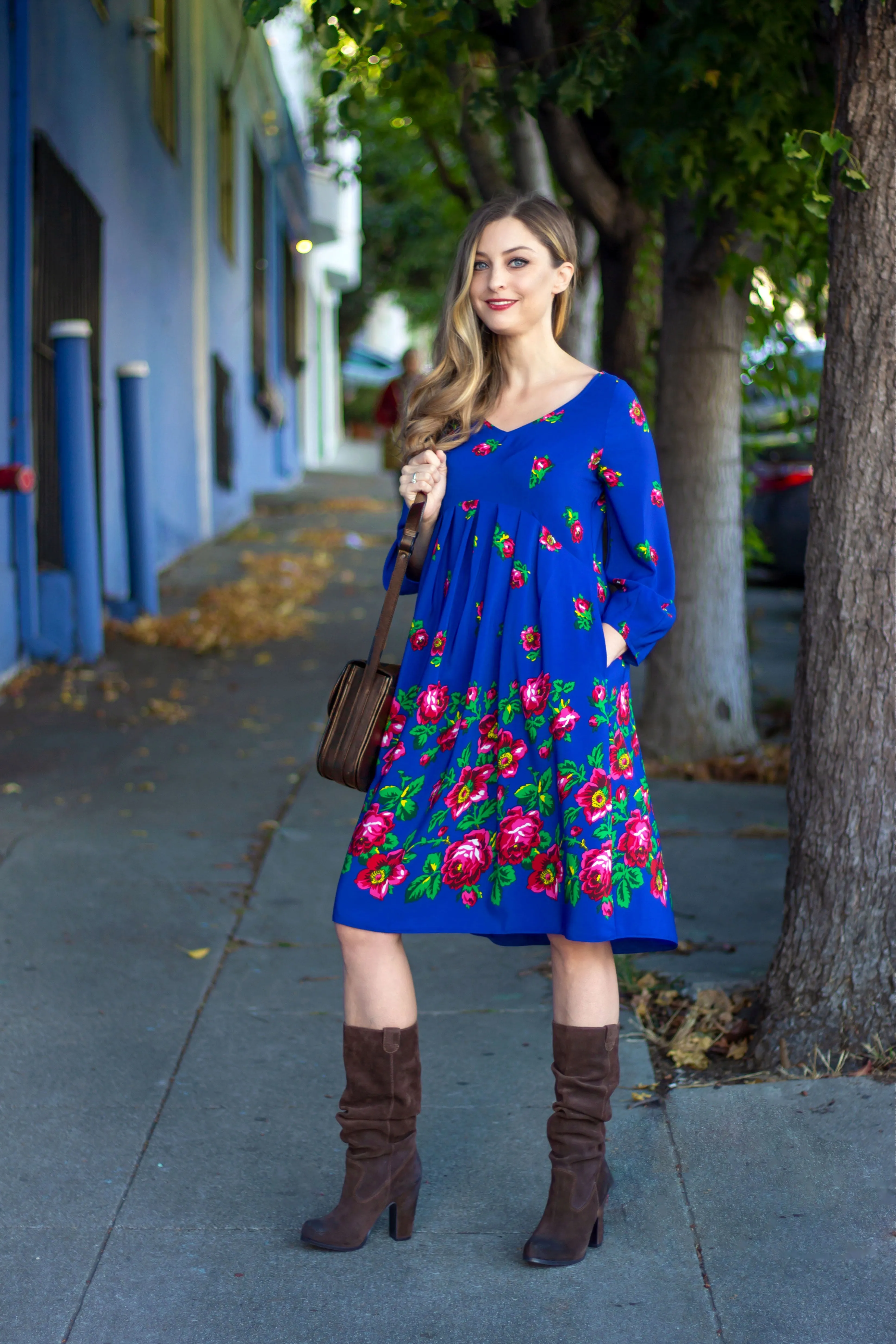 Adela Blue Folk Dress