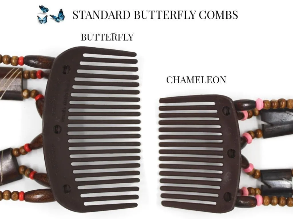 African Butterfly Chameleon Hair Comb - Beada Black 62
