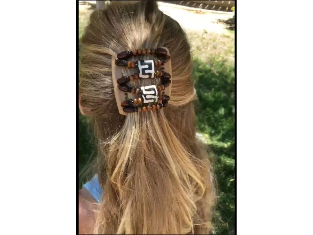 African Butterfly Chameleon Hair Comb - Beada Black 62