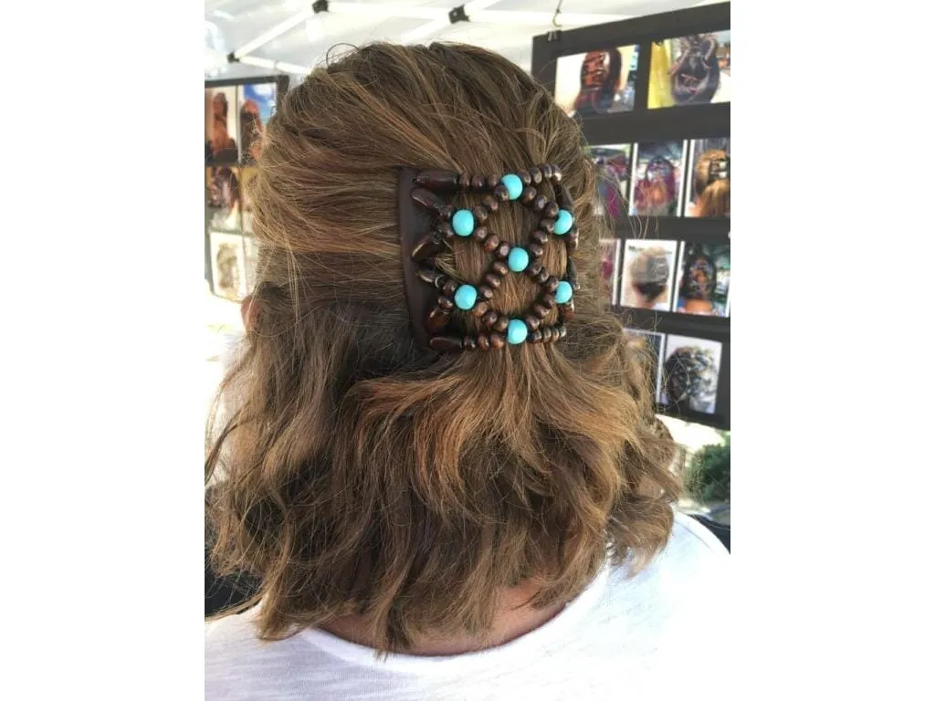 African Butterfly Chameleon Hair Comb - Beada Black 62