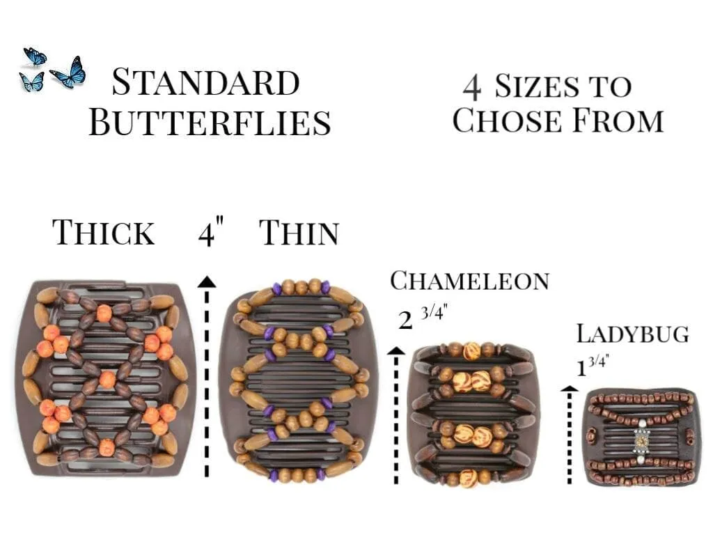 African Butterfly Chameleon Hair Comb - Beada Black 62