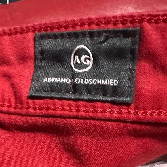 AG Adriano Goldschmied Isabelle High Rise Straight Crop Coated Jeans in Red - 25