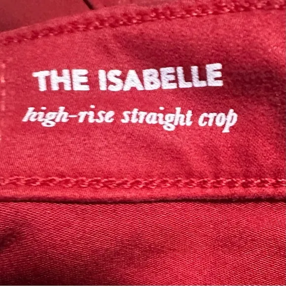 AG Adriano Goldschmied Isabelle High Rise Straight Crop Coated Jeans in Red - 25