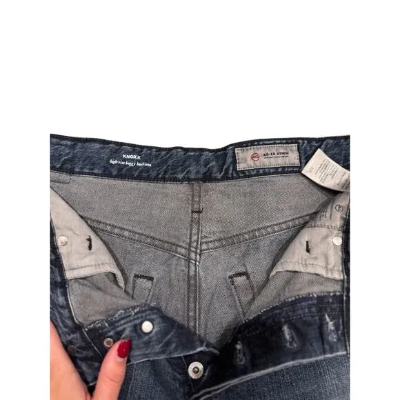 AG Knoxx High Rise Baggy Button Fly Boyfriend Jean Dark Wash