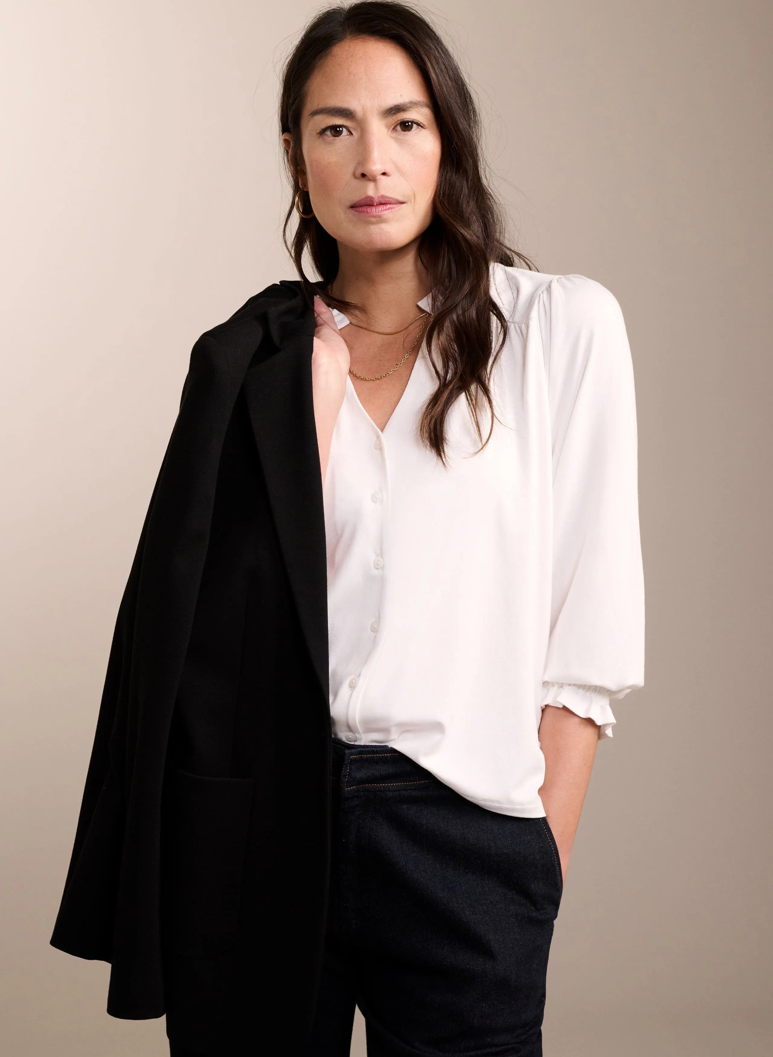 Annie Women's LENZING™ ECOVERO™ Vegan Blouse | White