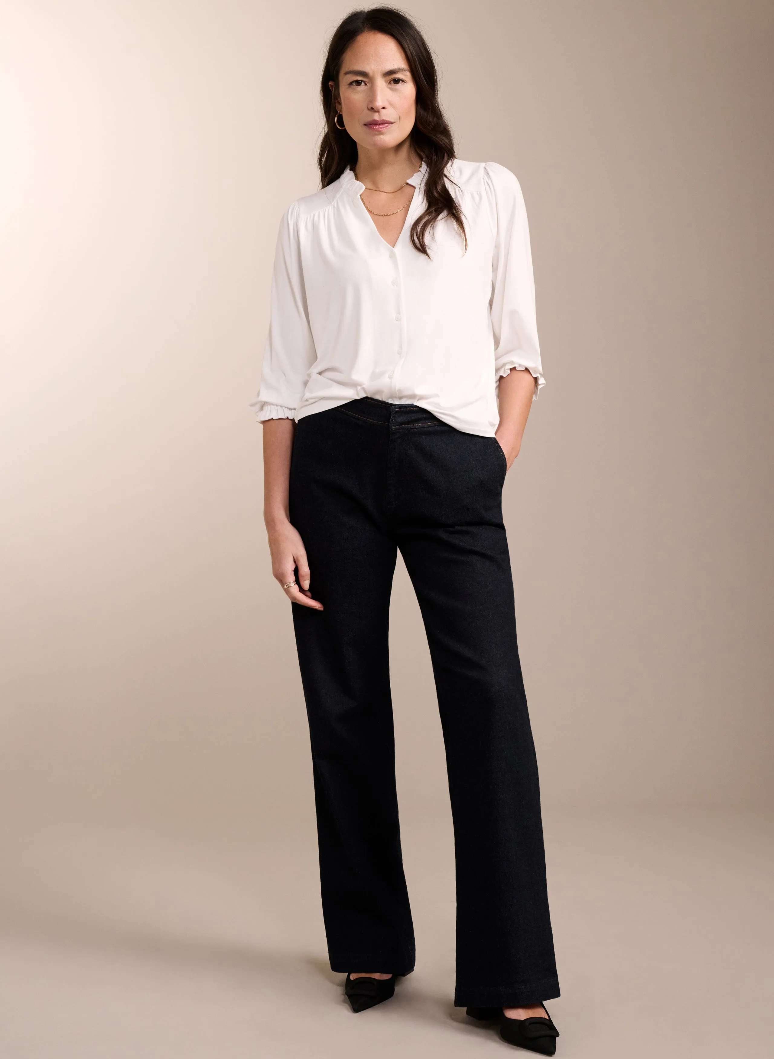 Annie Women's LENZING™ ECOVERO™ Vegan Blouse | White