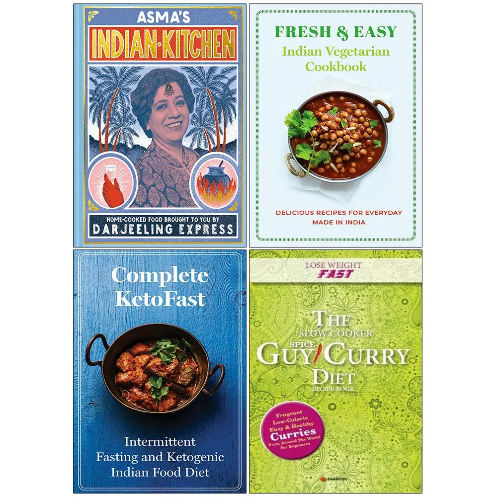 Asmas Indian Kitchen [Hardcover], Fresh & Easy Indian Vegetarian Cookbook 4 Books Collection Set