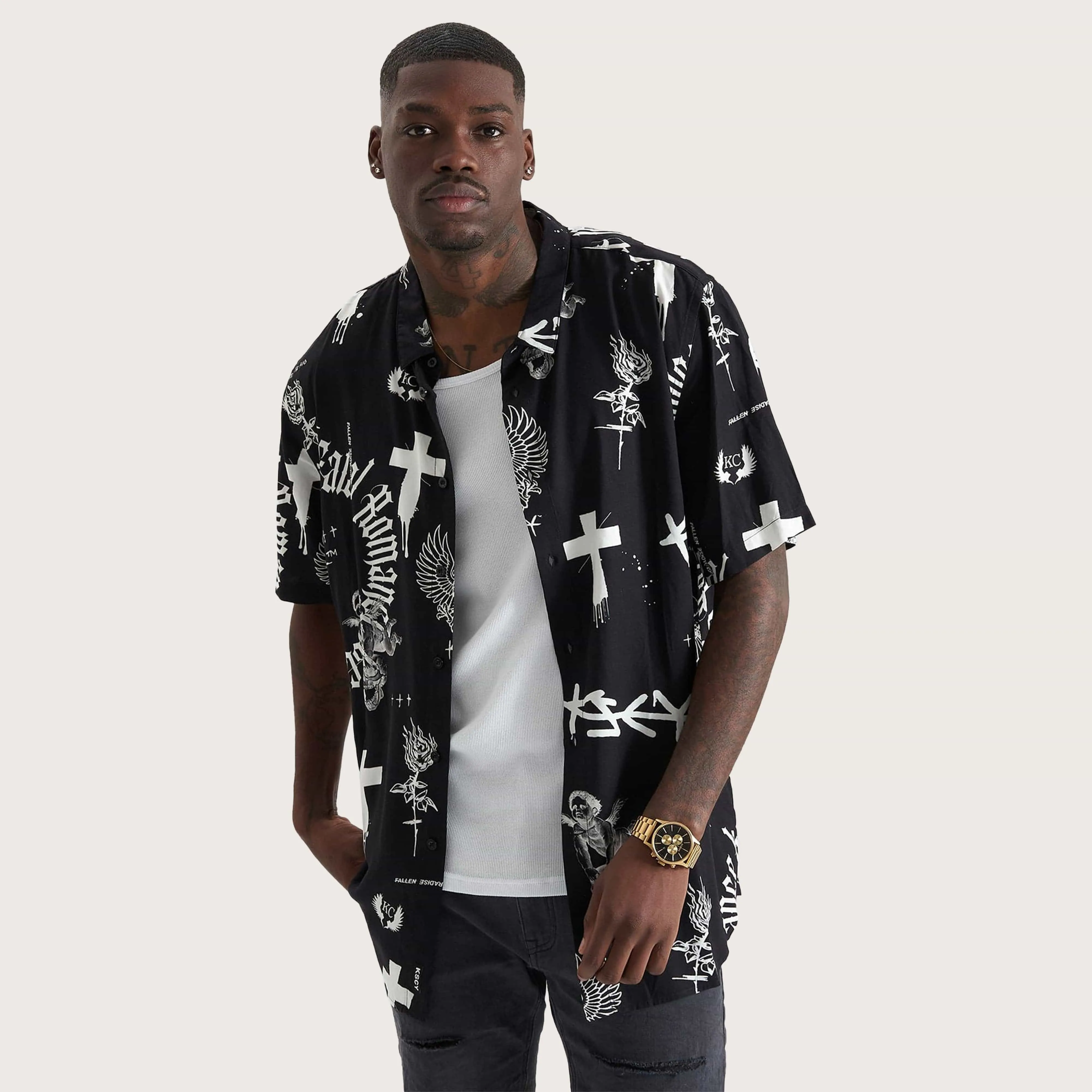 Augur Party Shirt Black/White