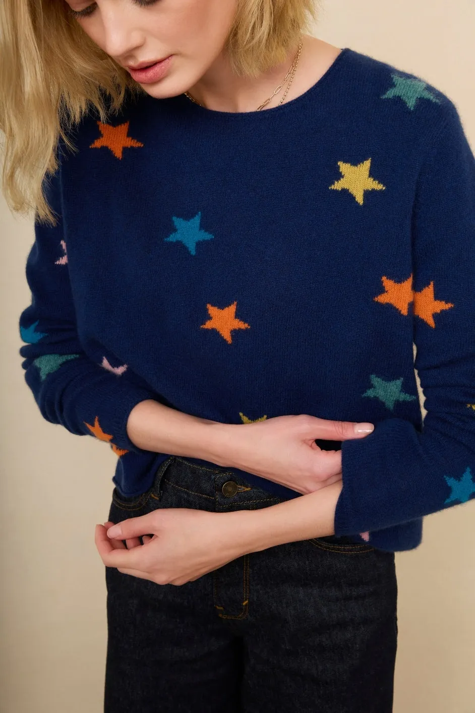 Aurelie Star Cashmere Jumper - Midnight