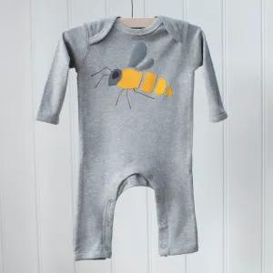 Baby Bee - Applique Sleepsuit - Grey