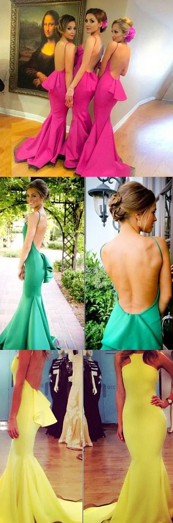 Backless Mermaid Young Girls Rose Red Long Bridesmaid Dresses, BG51332