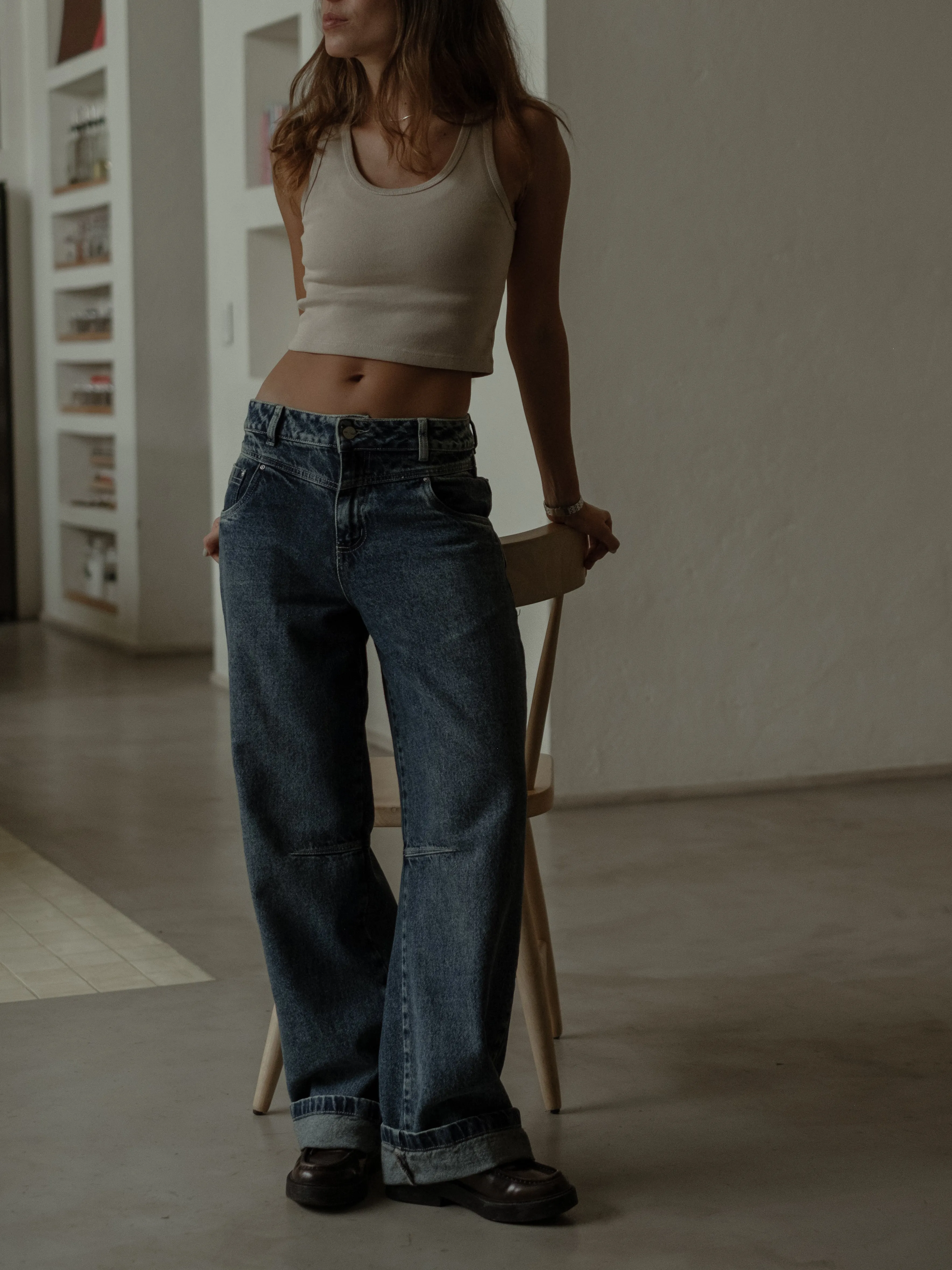 BASIC RIB TANK TOP - LIGHT ASH