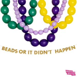 Beads Or It Didn't Happen Mardi Gras Party Banner and Balloon Kit