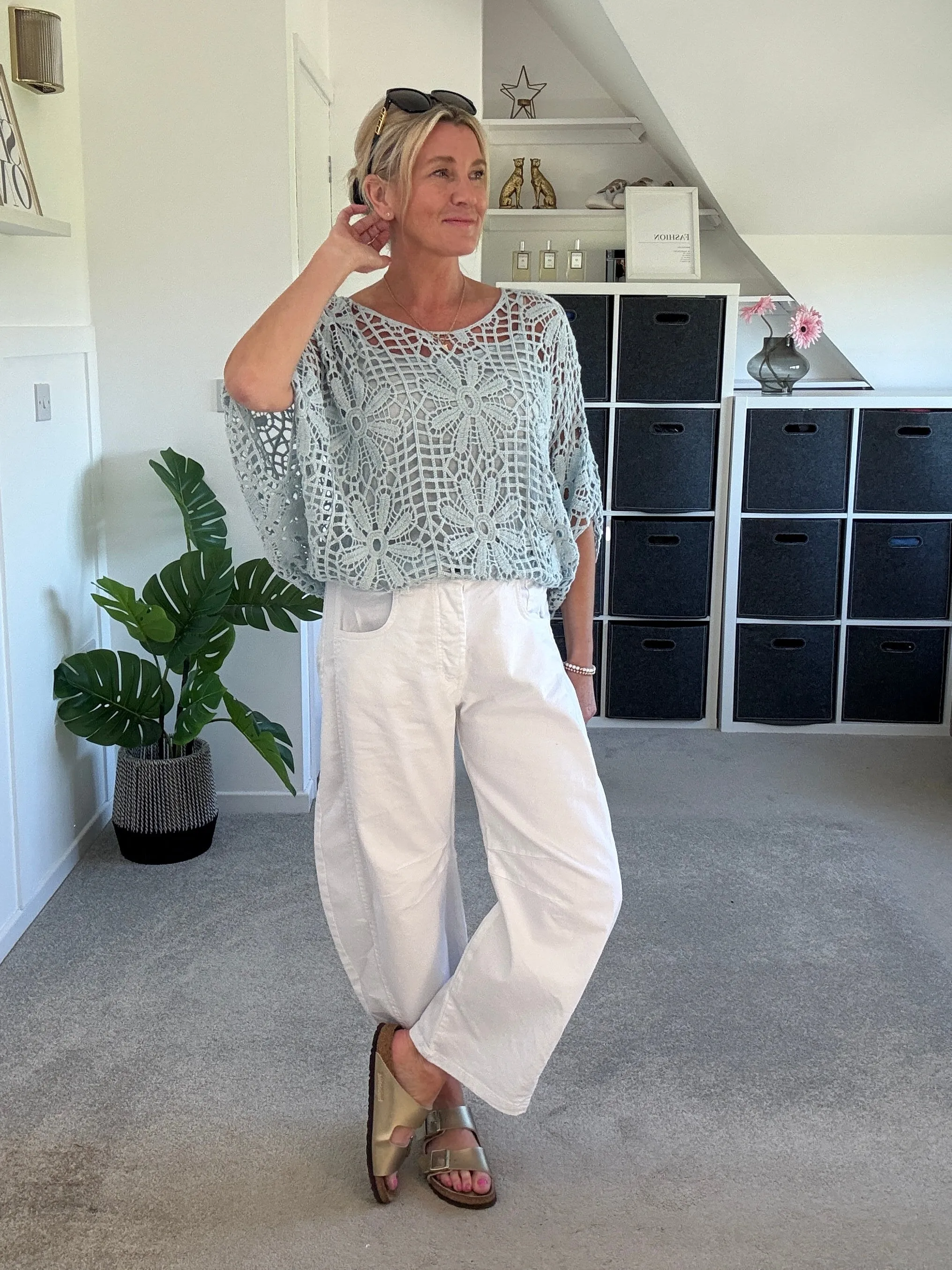 Black Crochet Relaxed Top