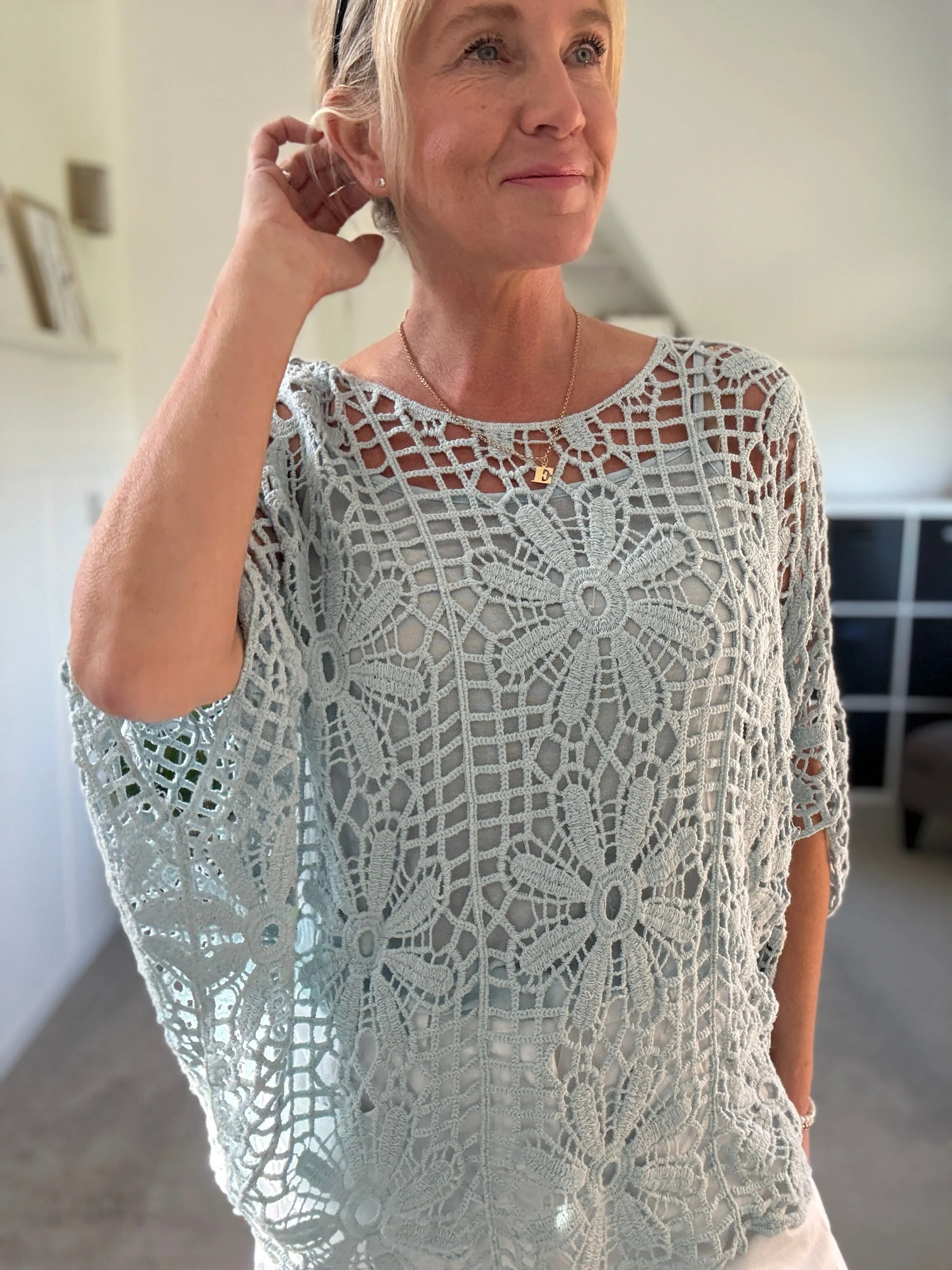 Black Crochet Relaxed Top