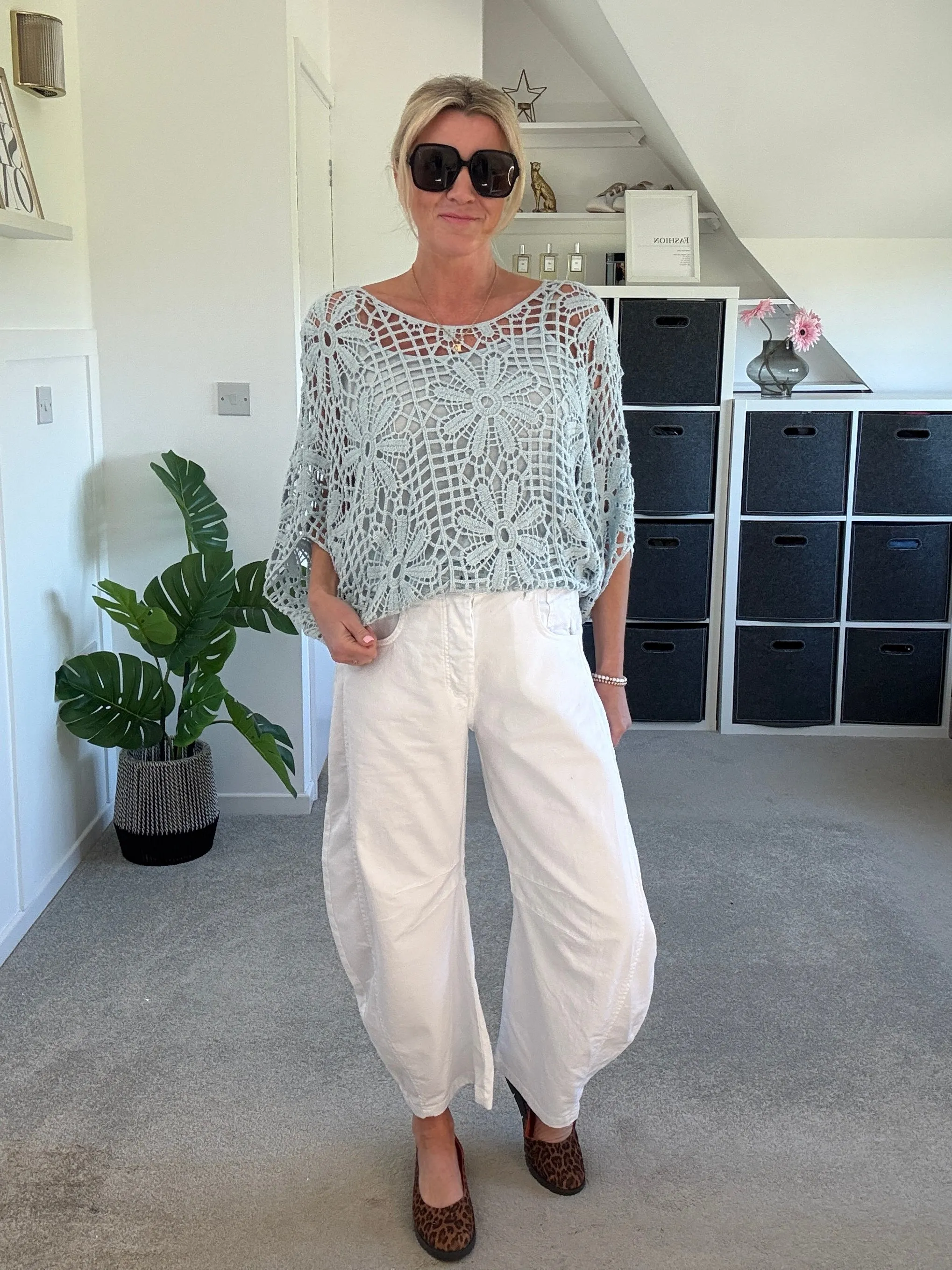 Black Crochet Relaxed Top