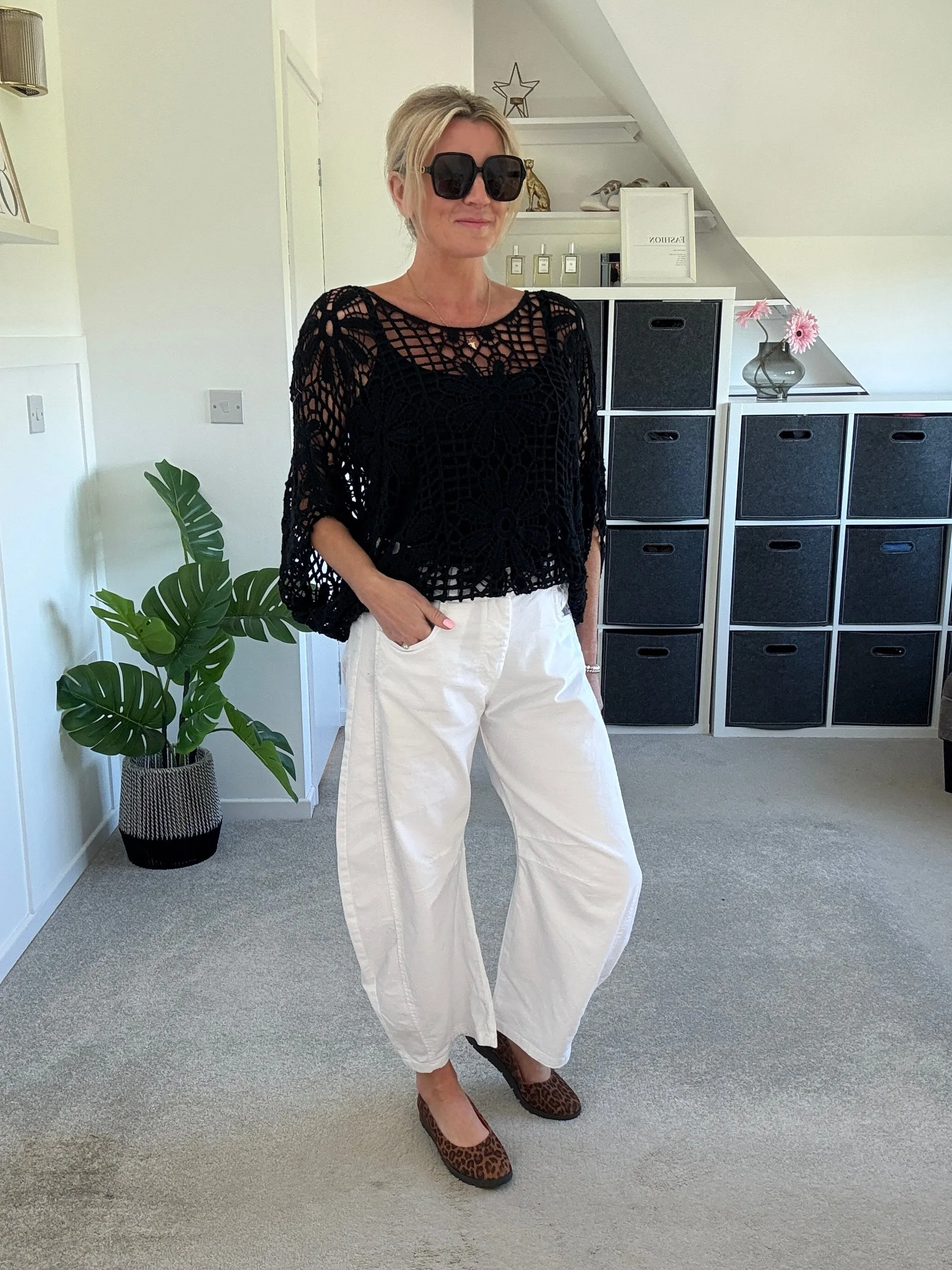 Black Crochet Relaxed Top