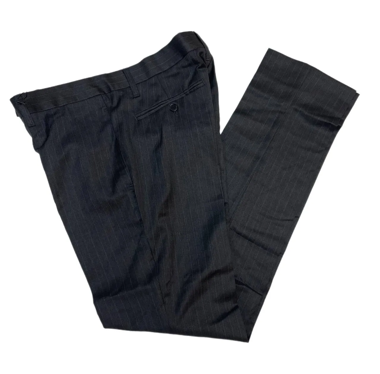BLK DNM Men's Grey Striped Wool Dress Pant Size 48 US 32 NWT