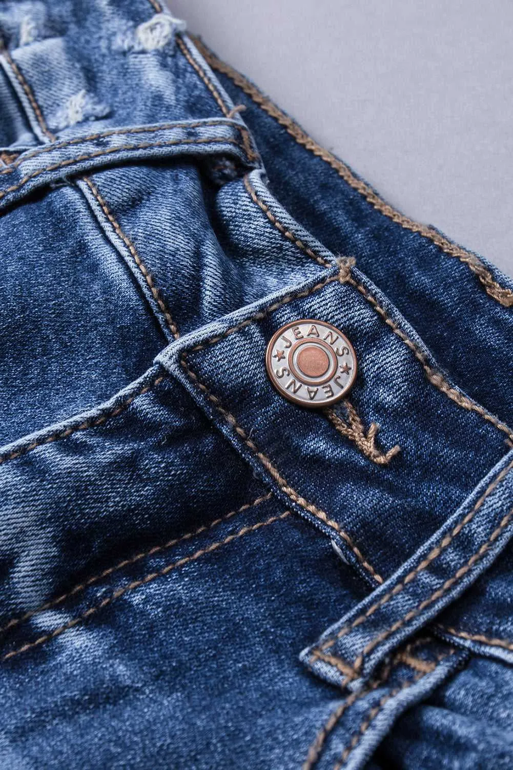 Blue Distressed Flare Jeans