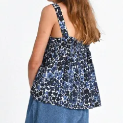 Blue Floral Smocked Tank