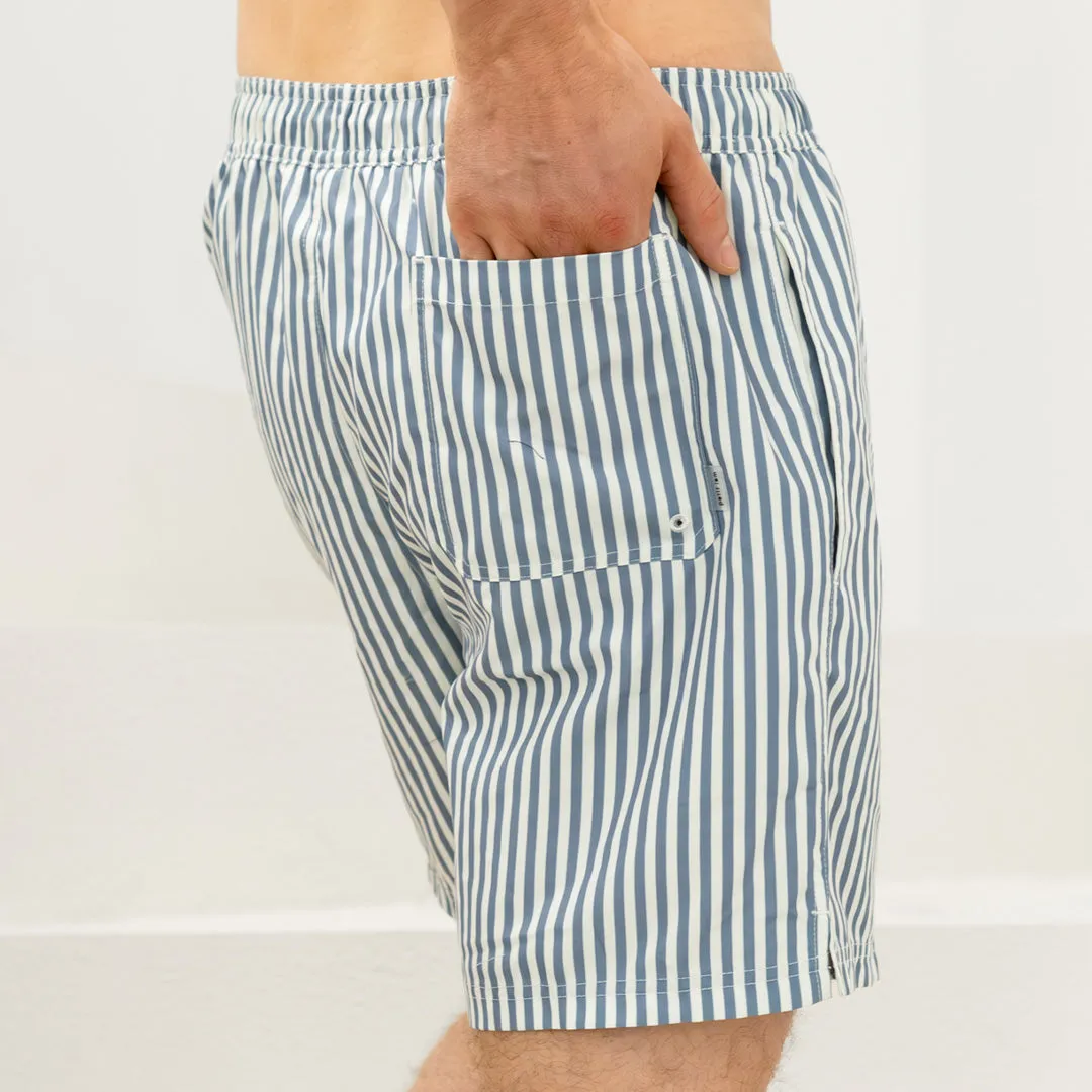 Blue Striped Men's Swim Trunks
