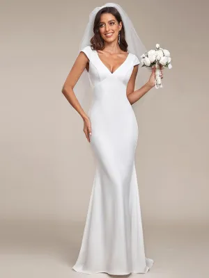 Bonnet Robe de mariée dos nu en dentelle à manches en V