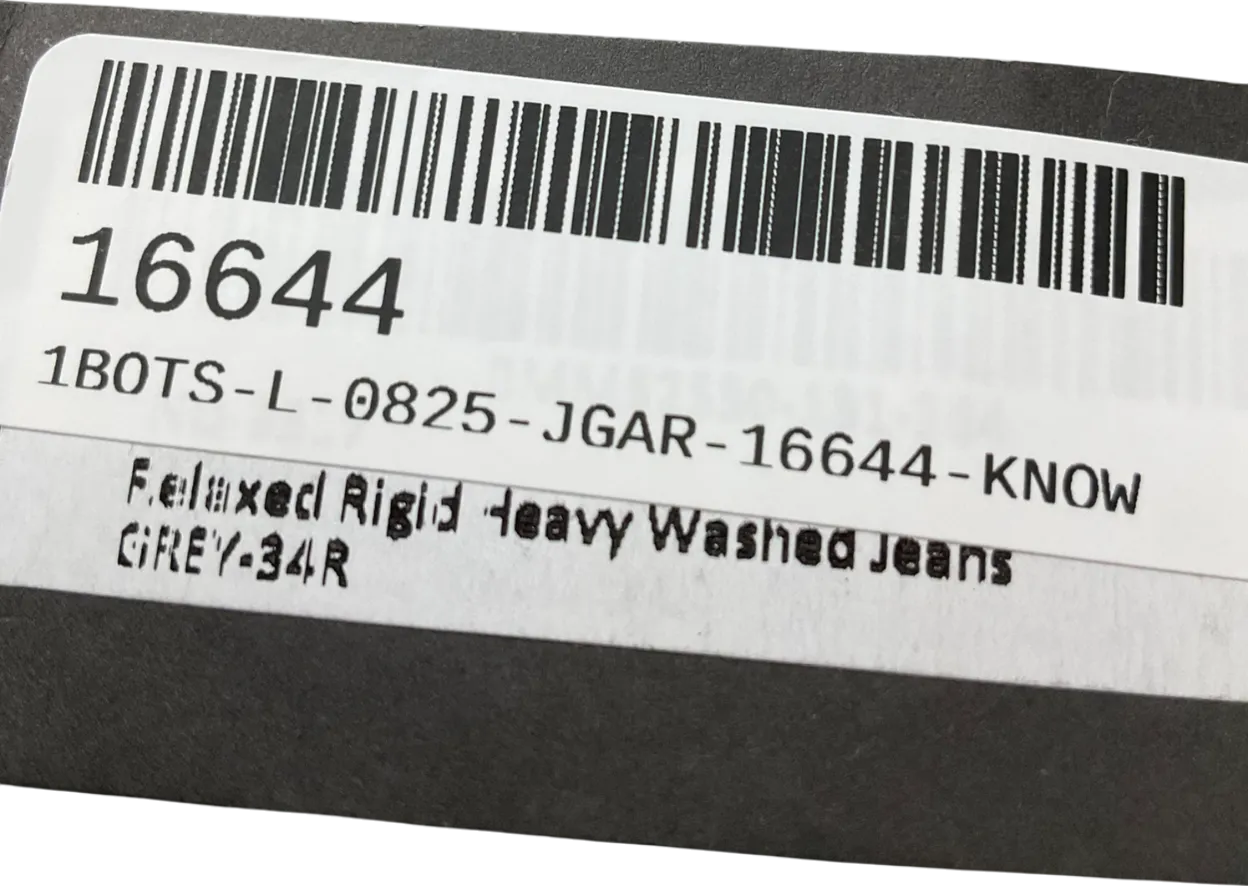 boohooMan Cream Relaxed Regid Heavy Washed Jeans W34
