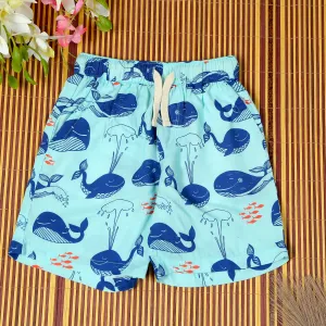 Boys Fish Printed Short Light Turquoise
