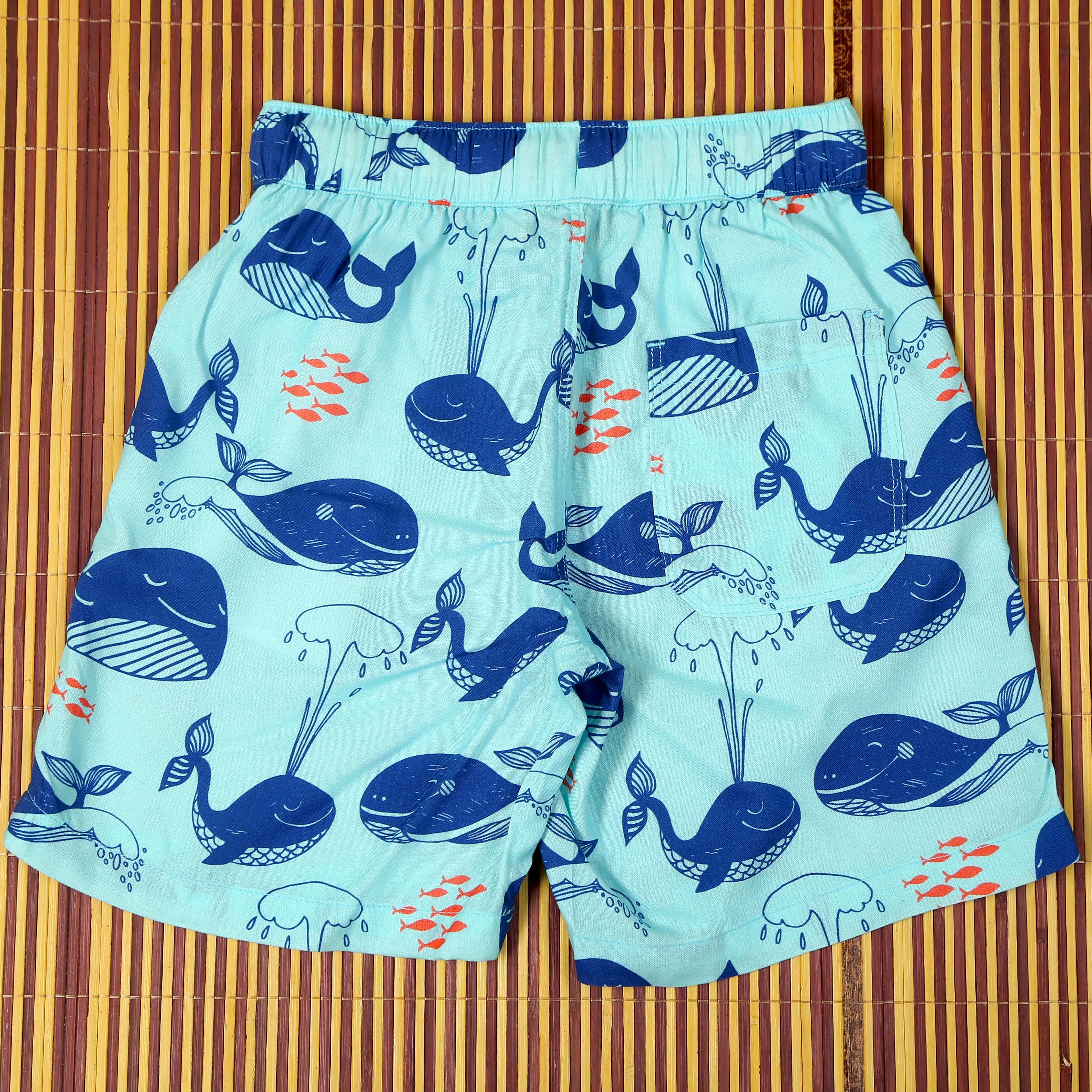 Boys Fish Printed Short Light Turquoise