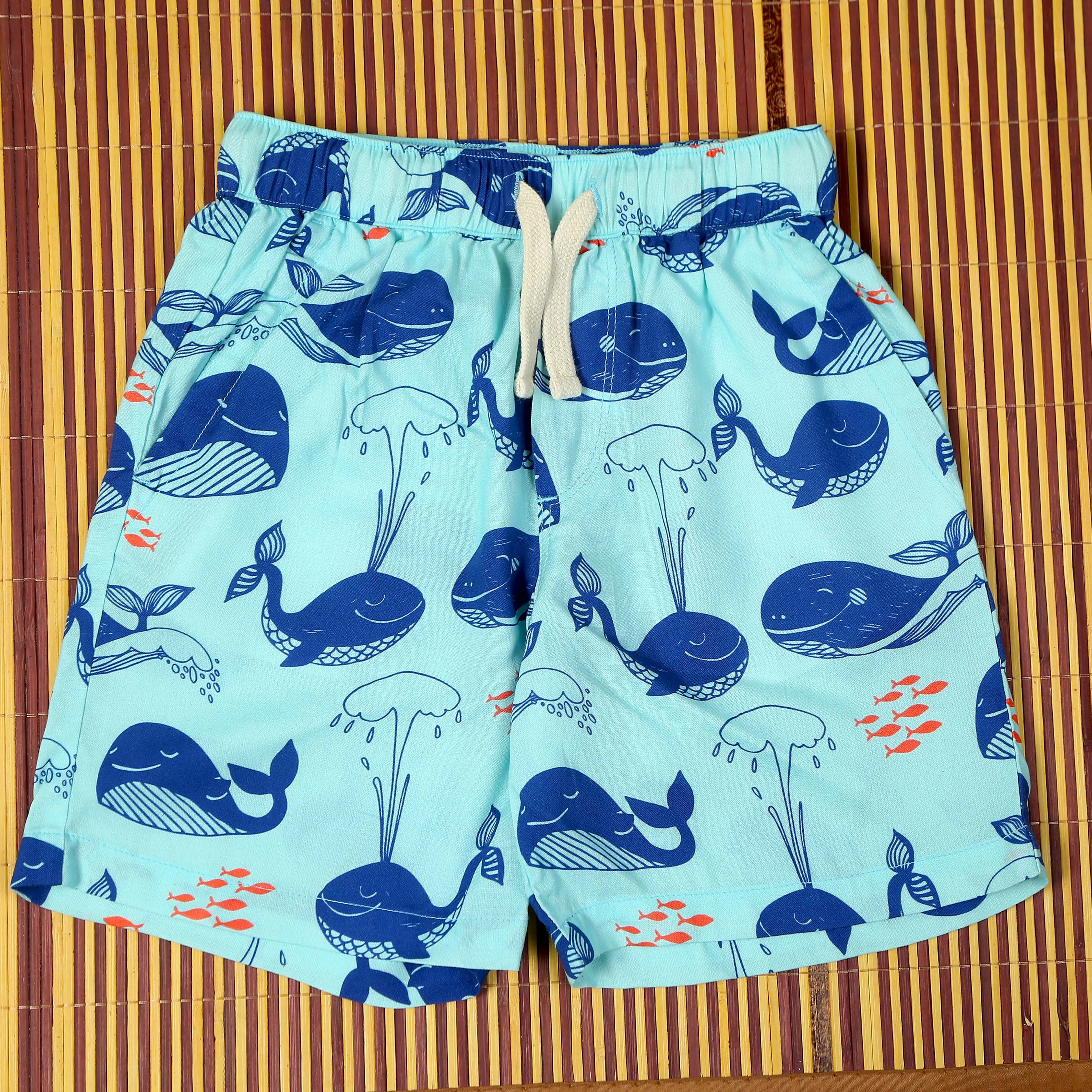 Boys Fish Printed Short Light Turquoise