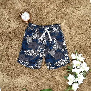 Boys Zebra Printed Short Grey Navy Blue